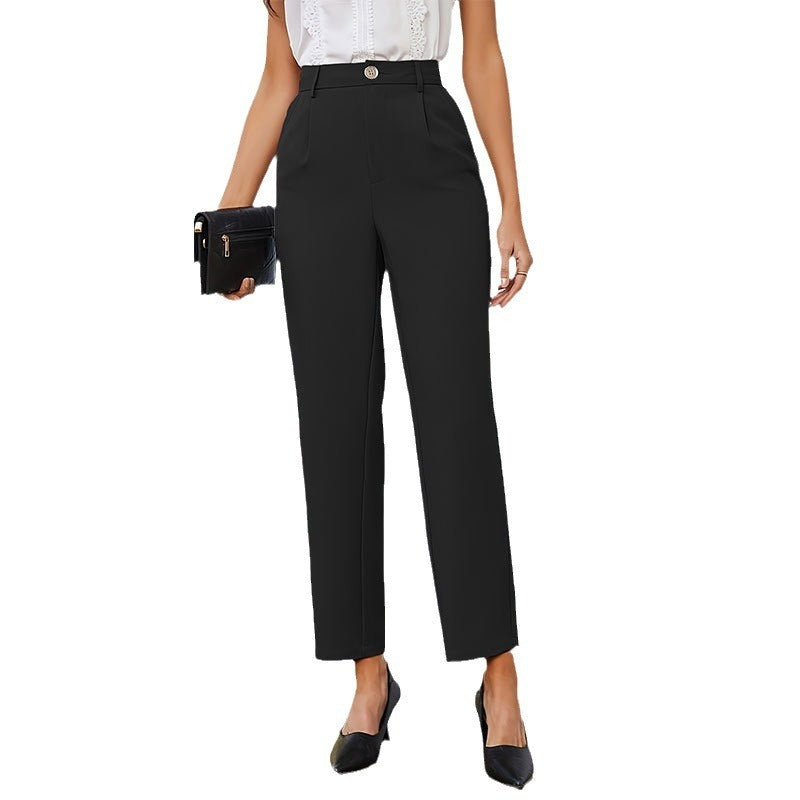 Woven Elastic Waist Straight Anti-wrinkle Suit Pants