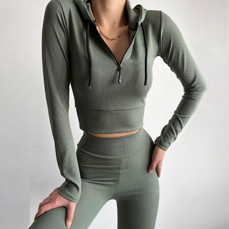 Women's Fashionable Knitted Shirt Cap Suit