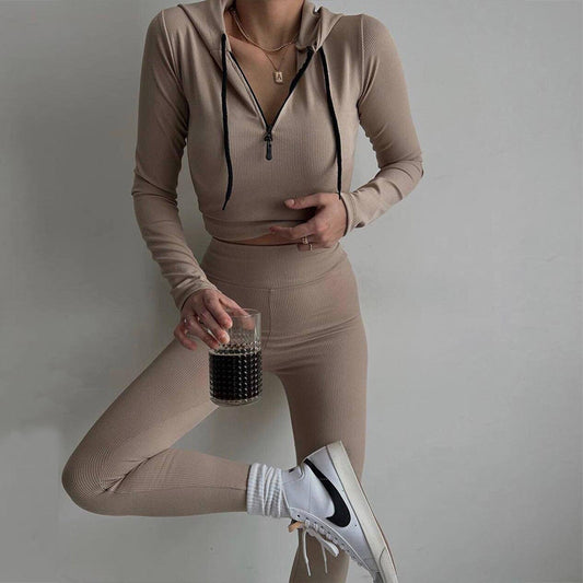 Women's Fashionable Knitted Shirt Cap Suit